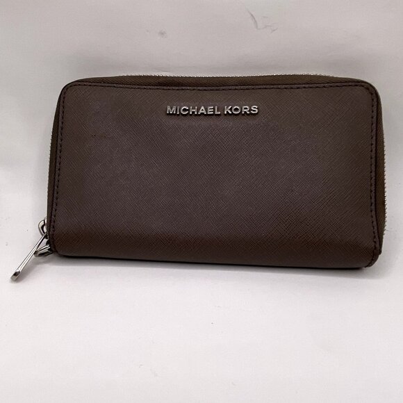 Michael Kors Dark Gray Zip Around Wallet - Picture 1 of 10